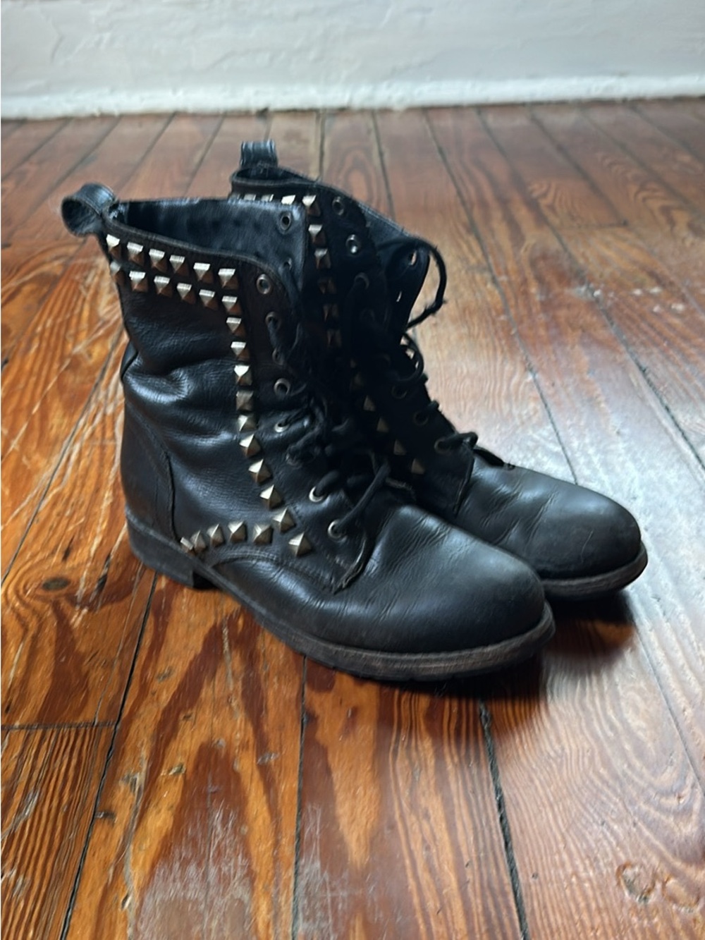 Frye Black Studded Combat Boots 9
